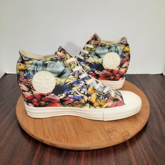 Converse Chuck Taylor All Star Lux Womens 10 Shoes Floral Print Hidden Wedge - Picture 5 of 10
